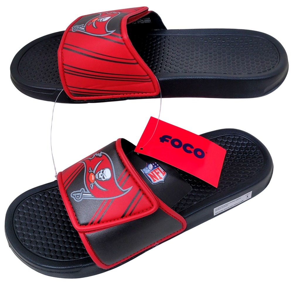 Tampa Bay Buccaneers NFL‎ Black Red Slides Sandals Men's Size S 7-8 - FOCO